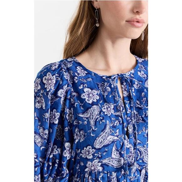 SUNDRY US Size XL /14 Blouson Sleeve Midi Cotton Dress New With Tags - Picture 4 of 15